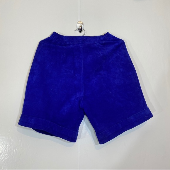 Vintage shorts 80s Erez Sport Blue Suede short - Picture 2 of 4